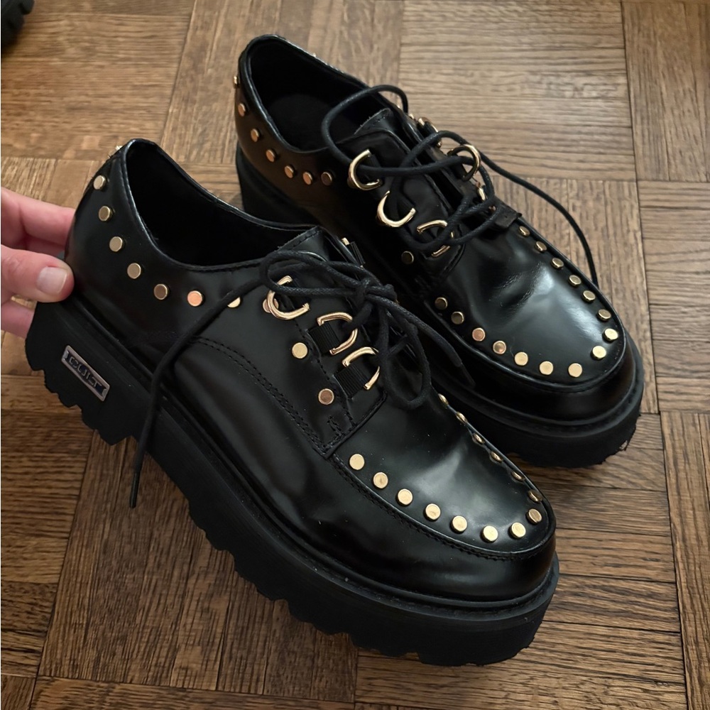 Italian Black Studded Women's platform shoes